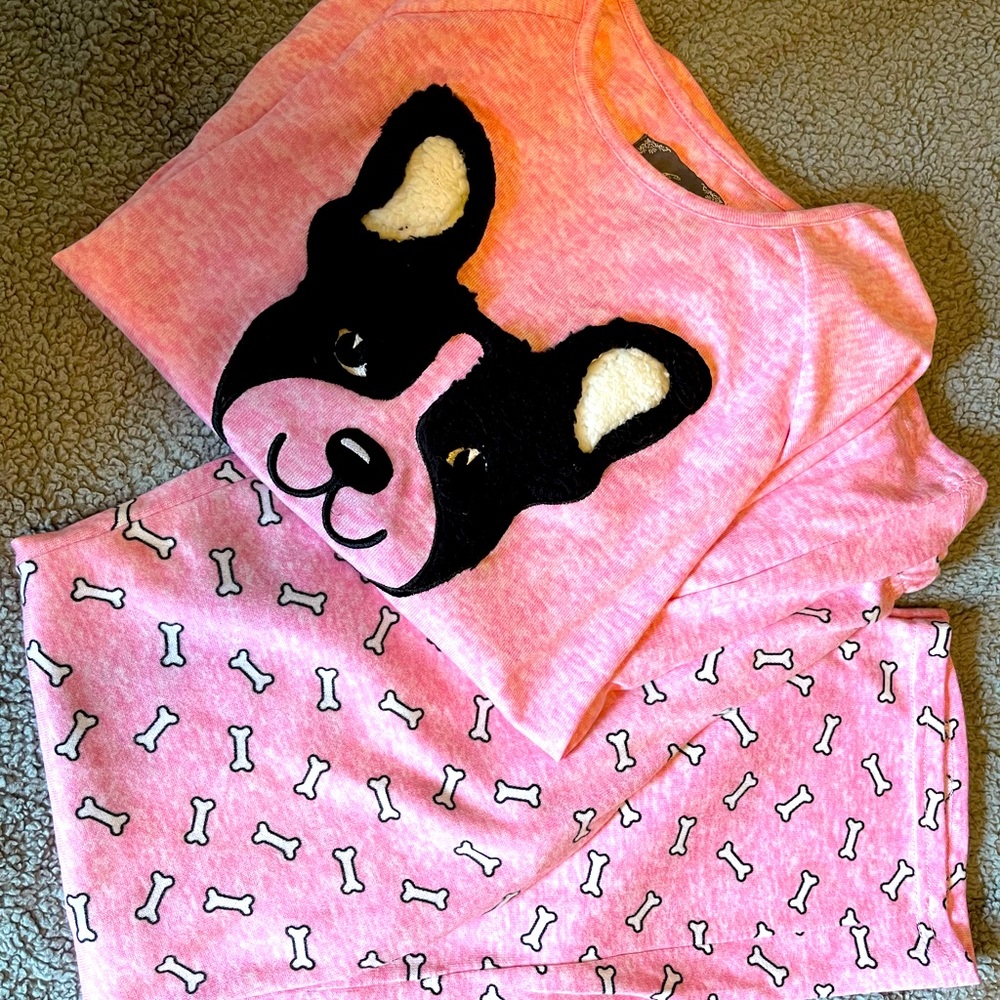Pj Couture pink French bulldog pajama set